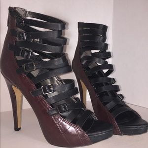 Sam Edelman Red Snakeskin Strappy Heels